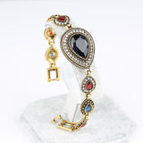 Retro Look Sapphire Fine jewelry Turkish Style Bracelets Water Drop Modelling Mosaic Austria Crystal Charm Women Gift