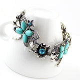 Retro Style Blue Rhinestone Butterfly Antique Party Charm Bracelets For Elegant Women