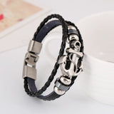 Retro anchor Leather Woven Charm Bracelet Jewelry Men Vintage Braided Bangles Male Pulseiras Masculinos Gift