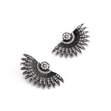 Retro Brincos Punk Style Imitation Diamond Jewelry Fan-Shapped Vintage Earrings for Women