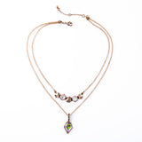 Retro Rhombus Multicolor Imitation Gems Concise Style Female Pendant Necklace 