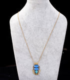 Retro Style Jewelry Created Gemstone Insect Thin Chian Long Pendant Necklace Fashion Bijoux for Women