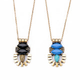 Retro Style Jewelry Created Gemstone Insect Thin Chian Long Pendant Necklace Fashion Bijoux for Women