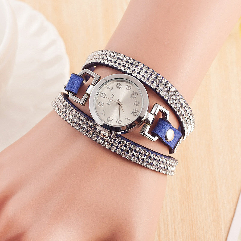 Rhinestones Bracelet Watches Fashion Dress Quartz Watch Women Leather Watch Relogio Feminino Montre Femme