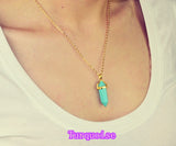 New Fashion jewelry natural quartz stone turquoise agate amethyst pendant necklace Valentine's Day Gifts for women girl