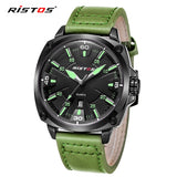 Ristos New Luxury Brand Fashion Sport Quartz Watch Men Business Watch Russia Army Military Corium Leather Strap Wristwatch