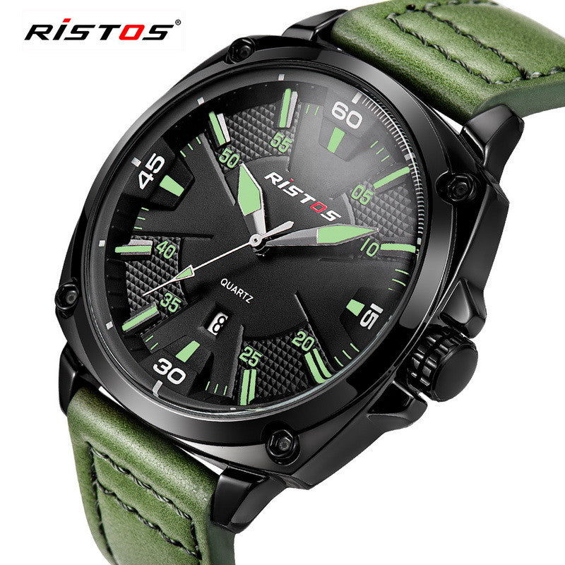 Ristos New Luxury Brand Fashion Sport Quartz Watch Men Business Watch Russia Army Military Corium Leather Strap Wristwatch