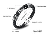Rock Leather Weaved Man Bracelets Fashion New Magnet Clasp Good Steel Wristband Braided Wrap Bracelet & Bangles Gifts 