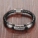 Rock Leather Weaved Man Bracelets Fashion New Magnet Clasp Good Steel Wristband Braided Wrap Bracelet & Bangles Gifts 
