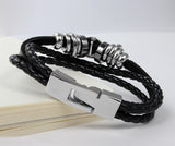 Rock Punk Men Leather Bracelet High Quality Skull Charms Bracelets &Bangles 8.5inches Bracelets