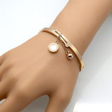 Roman Letter two-sided Shell Pendant With Bells Female Bracelets & Bangles Fashion Jewelry Design Women Stainless Steel Bracelet