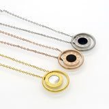 Roman Numeral Pendant Necklace Natural Shell With Agate Stone two-sided Pendant Chains Necklace For Women Fine Jewelry