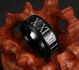 Roman numerals black ring stainless steel cool men ring cocktail wedding jewelry
