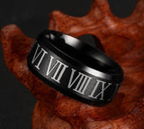 Roman numerals black ring stainless steel cool men ring cocktail wedding jewelry