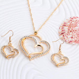 Romantic Heart Pattern Crystal Earrings Necklace Set Silver Color Chain Jewelry Sets Wedding Jewelry Valentine's Gift