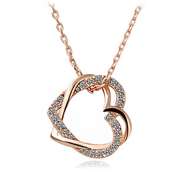 Romantic Heart Pendant Necklaces For Women Crystal Rhinestone Choker Necklace Silver Gold Plated Jewelry For Women