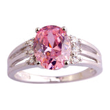 Romantic Love Style Jewelry Pink & White Sapphire AAA Silver Ring 