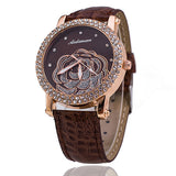 Rose Flower Watch Relogio Feminino Fashion Women Wristwatch Rhinestone Casual Luxury Quartz Watches Hot Selling