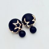 New Fashion jewelry double side matte 16MM pearl stud star flower design gift for women girl mix color