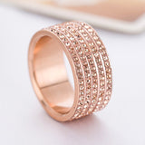 Rose Gold Plated Stainless Steel Jewelry Crystal Wedding Rings for women