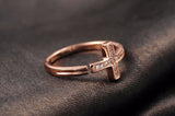 Rose Gold Plated Fashion Opening Cross Ring with Zircon Crystal Female Jewelry