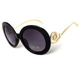 Round Big Frame Fox Metal Temple Glasses New Vintage Baroque Fashion Summer Cool Sunglasses Women Brand Designer shades 