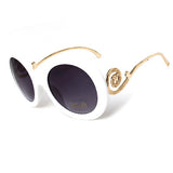 Round Big Frame Fox Metal Temple Glasses New Vintage Baroque Fashion Summer Cool Sunglasses Women Brand Designer shades 