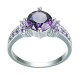 Round Amethyst White Gold Filled Ring Lady's 10KT Finger Rings For Women Fashion Sapphire Jewelry 