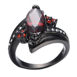 Ruby Jewelry Black Gold Filled Horse Eye Style CZ Wedding Engagement Ring For Women Gifts Fashion Jewelry 