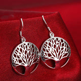 Best Silver Tree Of Life jewelry set necklace earring 18inch totem gift wife girl friend women wedding Valentines 