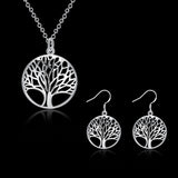Best Silver Tree Of Life jewelry set necklace earring 18inch totem gift wife girl friend women wedding Valentines 