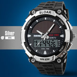 SKMEI Solar Wristwatch Power Sport Watches Men Luxury Brand 50M Waterproof Outdoor LCD Digital Watch Military Watch