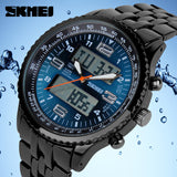 SKMEI relogio masculino IP Electroplate Full Stainless Steel Analog & Digital Watch Men Luxury Brand Sport Watch