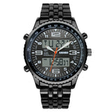 SKMEI relogio masculino IP Electroplate Full Stainless Steel Analog & Digital Watch Men Luxury Brand Sport Watch