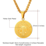 Saint Benedict Medal Pendant Necklace Charms Jewelry Gift Round Oval Stainless Steel/Gold Plated Chain Men/Women