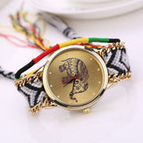 Sanwony New Women Girl Handmade Weaved Braided Elephant Bracelet Dial Quarzt Watches