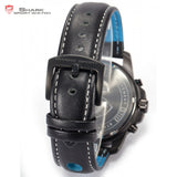 Shark Sport Watch Brand 3 ATM Waterproof Day Date Display Black Blue Dial Leather Band Men Quartz Military Wristwatch 
