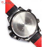 Shark Sport Watch LED Black Red Stainless Steel Case Analog Digital Dual Movement Tag Timezone Leather Strap Men Clock