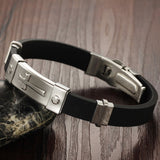 Silicone bracelet men cross bracelet vintage jewelry friendship bracelets bangles stainless steel black bracelet