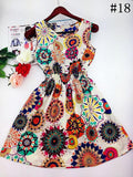 Spring summer autumn new Korean Women casual Bohemian floral leopard sleeveless vest printed beach chiffon dress