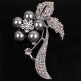 Silver Black Pearl Flower 18K Silver Plated Austrian Crystal Brooches&Pin For Women Fashion Jewelry