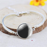 Silver Color Color Bangle Star Moon Glass Cabochon Charm Bracelets & Bangles Fashion Summer Style Jewelry for Women