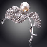 Silver Crystal Large With Pearl Austrian Crystal 18K Gold Plated Brooches&Pin For Women Fashion Jewelry