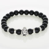 Silver Laughing Buddha Lucky Charm Bracelets Onyx Agate Stone Matt Beads For Men Bracelets Jewelry Women Fashion Accessories