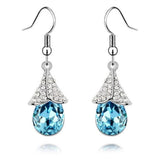 Silver Plated Earrings Water Drop Fine Jewelry Crystal Earrings for Women Fashion Pendientes Brinco