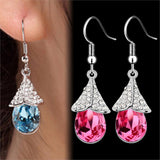 Silver Plated Earrings Water Drop Fine Jewelry Crystal Earrings for Women Fashion Pendientes Brinco