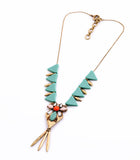 Simple Resin Triangle Antique Gold Pendants Fashion Thin Chain Elegant Necklace for Women