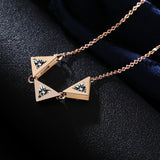 Simple Design Three Triangle CZ Diamond Necklaces 18K Rose Gold Plated Women Chain Necklace Bijoux Femme Jewelry