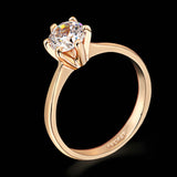 Six Claw 1 Carat Cubic Zirconia Wedding/Engagement rings Wholesale Silver/Rose Gold Plated CZ Stone Jewelry For Women 