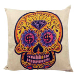Skull Printed 45x45cm/17.7x17.7'' Linen Cushion For Sofa Decorative Throw Cotton Sofa Decor Couch